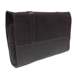 AsdruMark Dark Brown Leather & Canvas Hanging Wash Bag